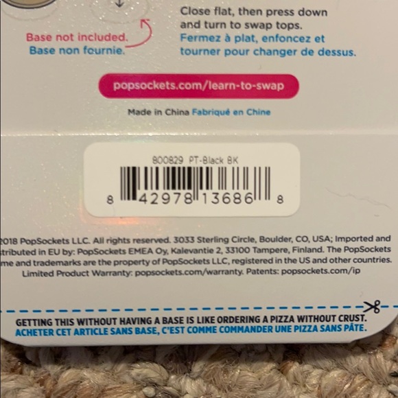 Pop Socket Pop Top Only Black - Picture 3 of 3